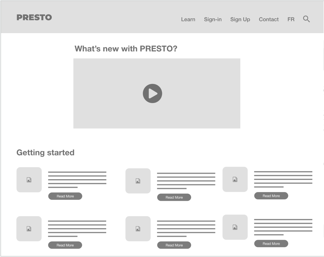 Sketch of new Presto homepage