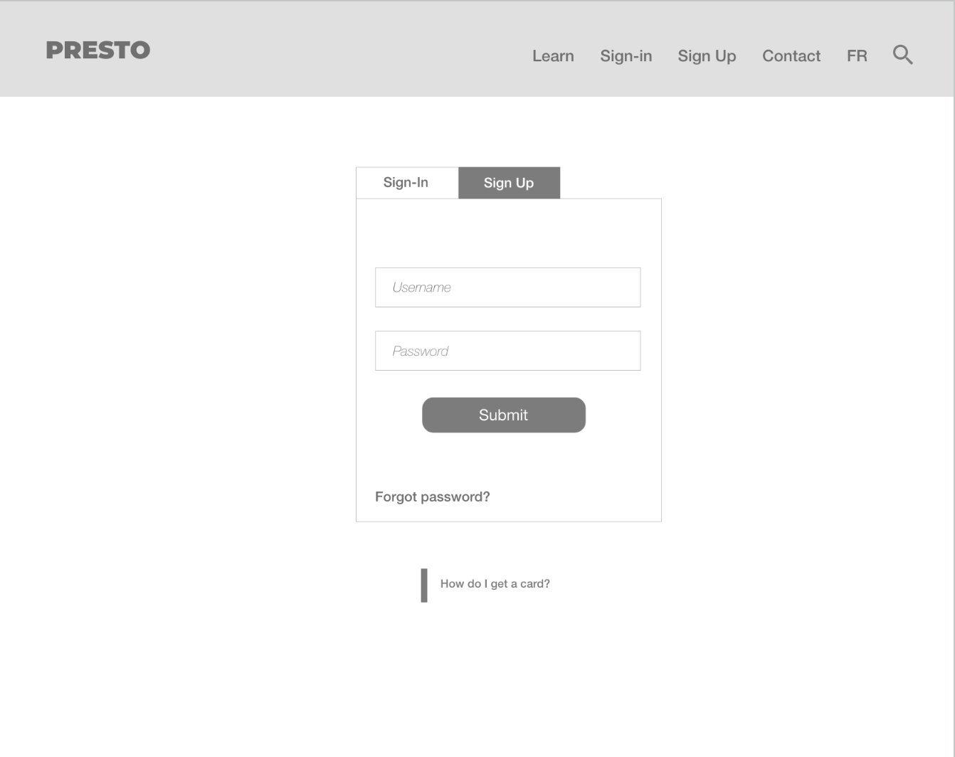 Sketch of new Presto homepage