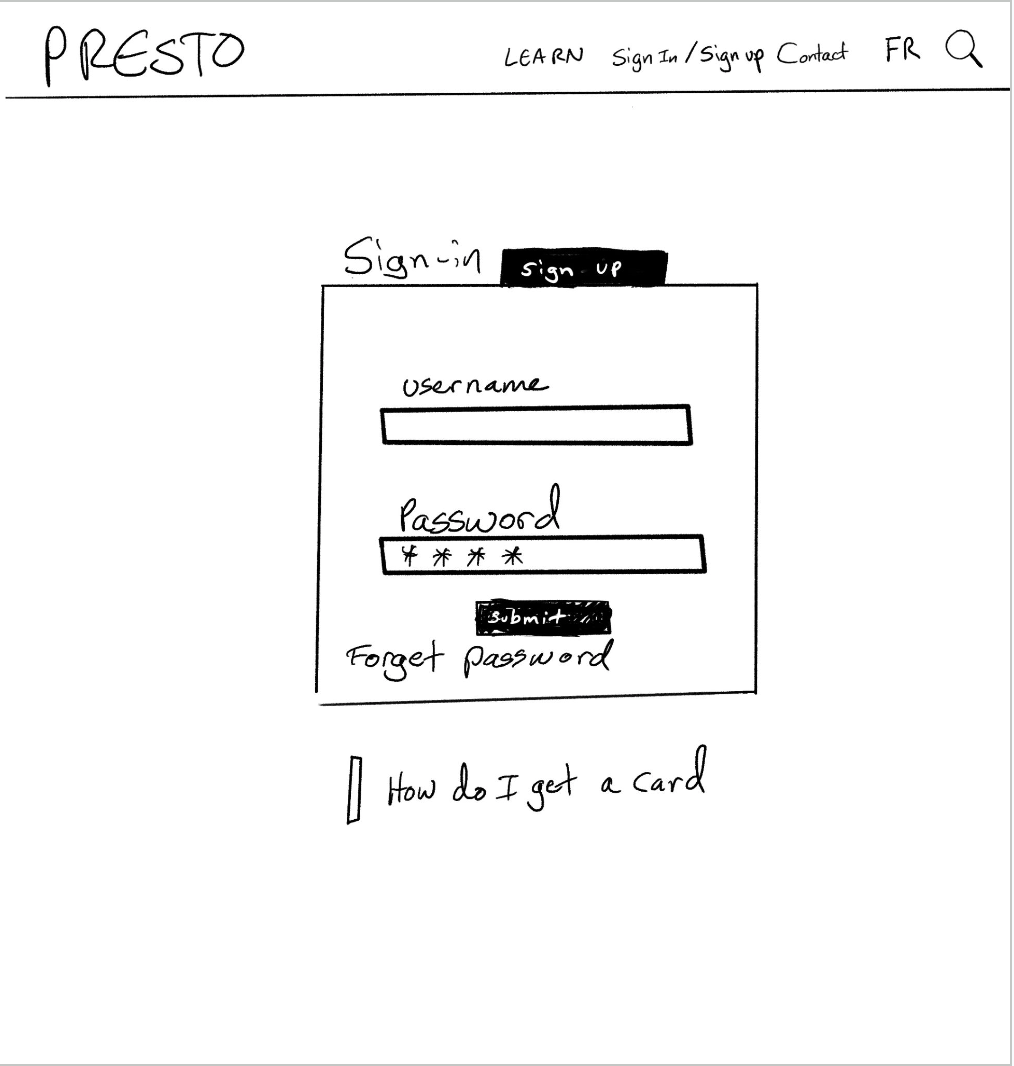 Sketch of new Presto homepage